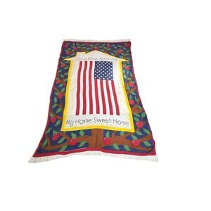 "God Bless America-Home Sweet Home" Americana Hand Woven Cotton Blanket